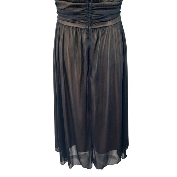 CONNECTED APPAREL! SHEER, FINEST BLACK NET OVER NUDE BEIGE, DREAMY DRESS! SZ 10 - Picture 8 of 10
